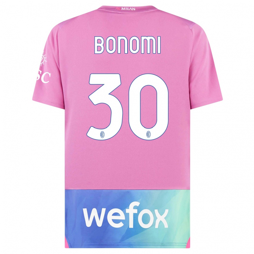 Mujer Fútbol Camiseta Alessandro Bonomi #30 Rosado Morado Equipación Tercera 2023/24 México
